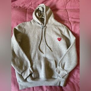 Comme des Garcons PLAY Gray Hoodie with Red Heart